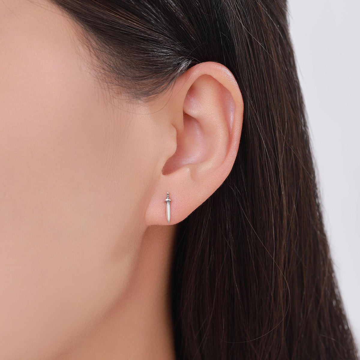 Sterling Silver Mismatched Spartan Helmet and Sword Stud Earrings, Silver or Gold or Rose Gold, Minimalist Asymmetric Roman Warrior Design