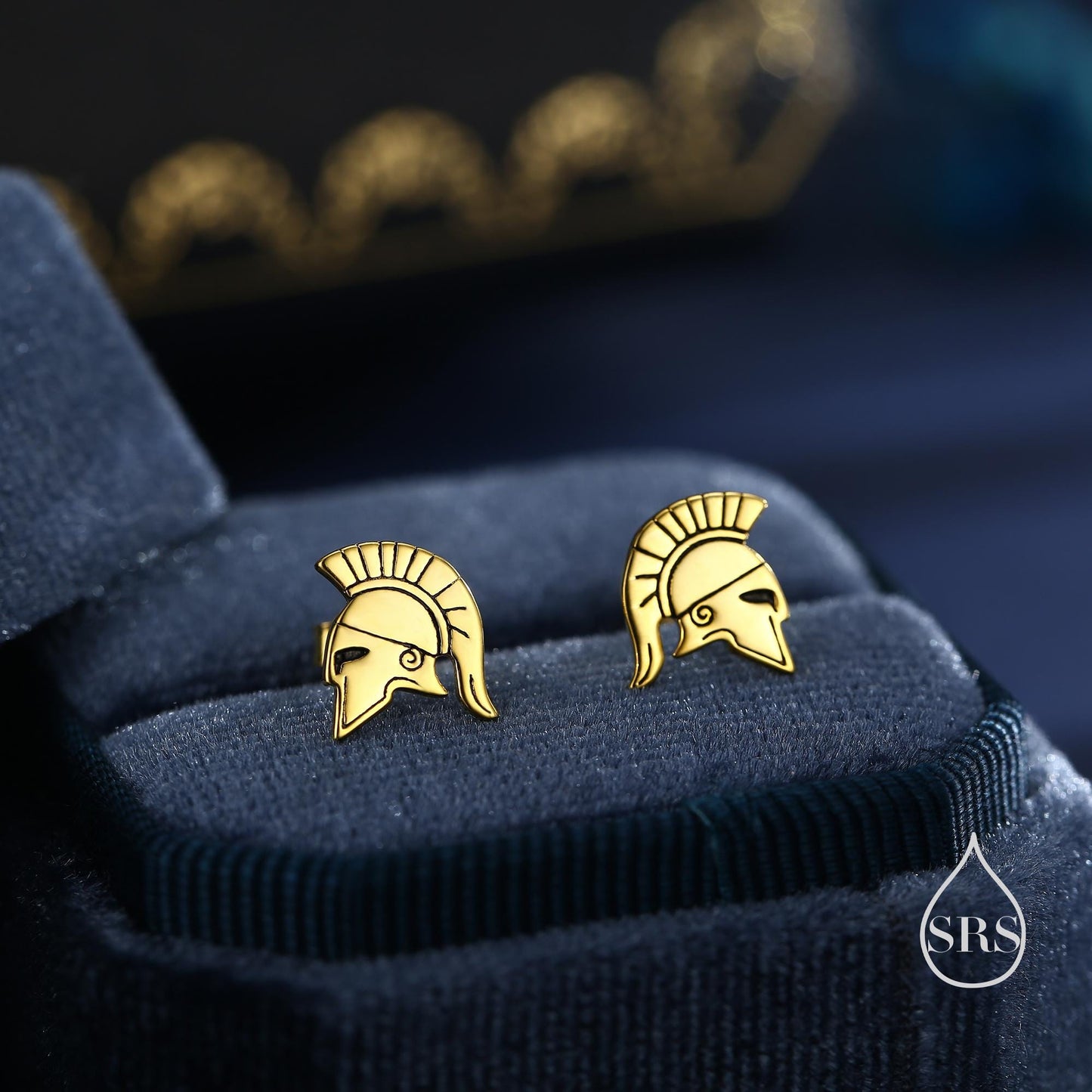 Sterling Silver Spartan Helmet Stud Earrings, Silver or Gold or Rose Gold, Minimalist Warrior Design, Roman Soldier Earrings