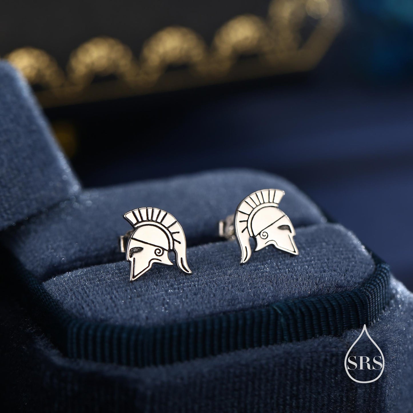 Sterling Silver Spartan Helmet Stud Earrings, Silver or Gold or Rose Gold, Minimalist Warrior Design, Roman Soldier Earrings