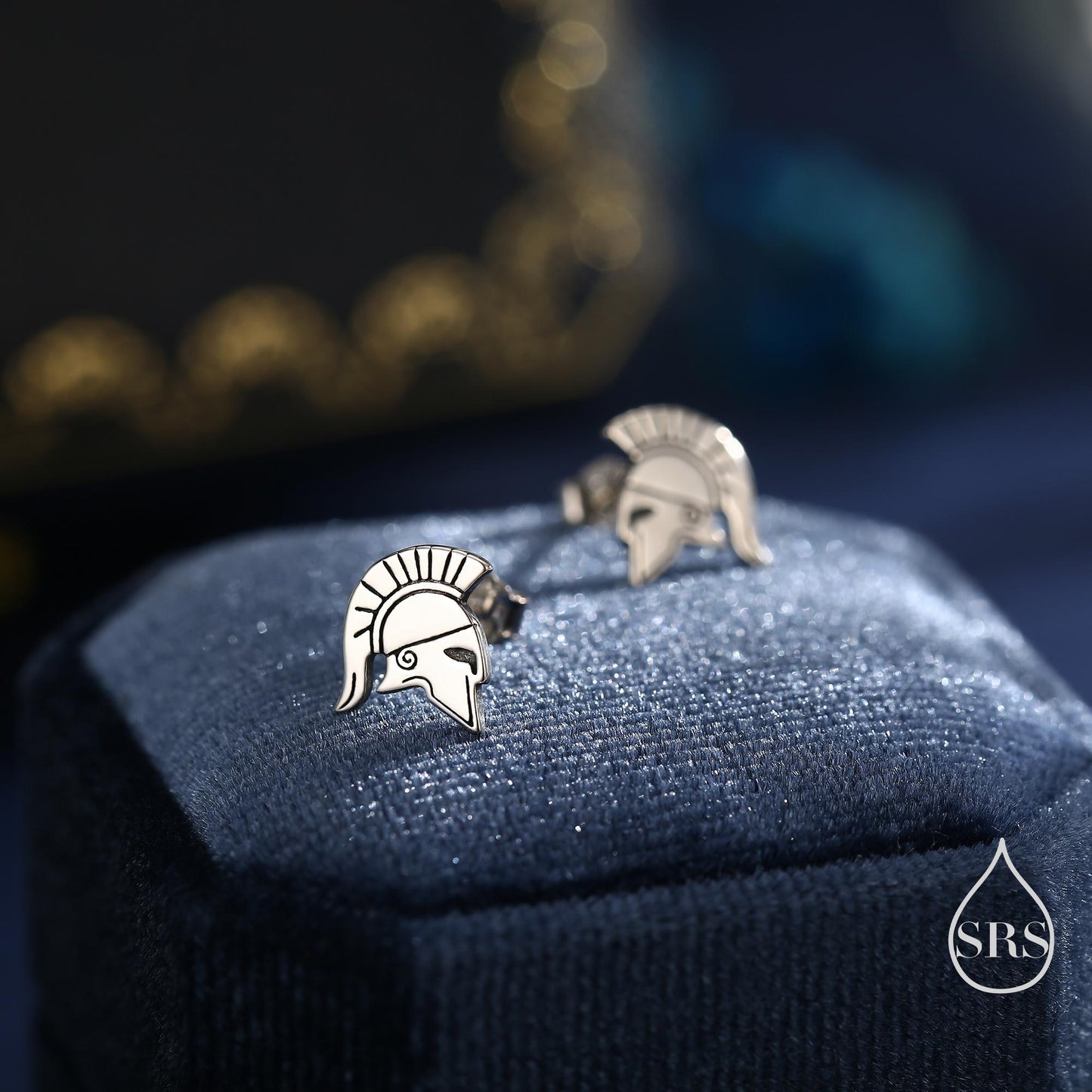 Sterling Silver Spartan Helmet Stud Earrings, Silver or Gold or Rose Gold, Minimalist Warrior Design, Roman Soldier Earrings