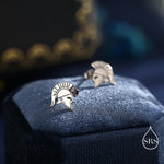 Sterling Silver Spartan Helmet Stud Earrings, Silver or Gold or Rose Gold, Minimalist Warrior Design, Roman Soldier Earrings