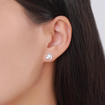 Sterling Silver Spartan Helmet Stud Earrings, Silver or Gold or Rose Gold, Minimalist Warrior Design, Roman Soldier Earrings