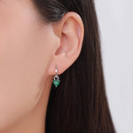 Sterling Silver Emerald Green Trillion Cut CZ Hoop Earrings, Silver, Gold, Triangle Dangle Hoop Earrings, Interchangeable Charm