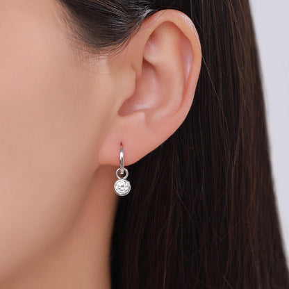 CZ Crystal Drop Hoop Earrings in Sterling Silver, Detachable Dangle Earrings, April Birthstone, Silver, Gold, Rose Gold, Interchangeable