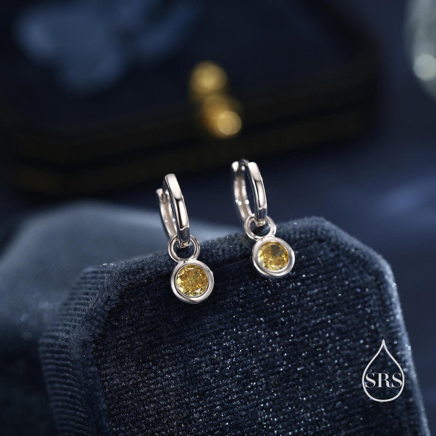 November Birthstone Citrine Yellow Crystal Drop Hoop Earrings in Sterling Silver, Detachable Dangle Earrings, Silver, Gold, Rose Gold