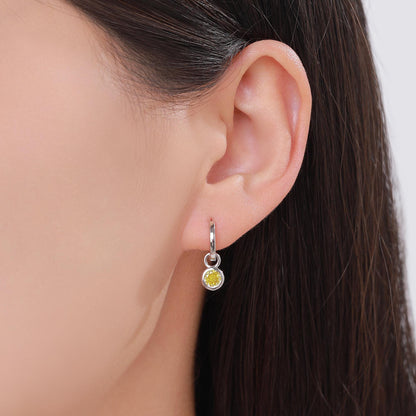 November Birthstone Citrine Yellow Crystal Drop Hoop Earrings in Sterling Silver, Detachable Dangle Earrings, Silver, Gold, Rose Gold