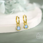 March Birthstone Aquamarine Hoop Earrings in Sterling Silver, Detachable Dangle Hoop Earrings, Silver, Gold or Rose Gold, Interchangeable