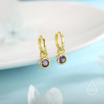 February Birthstone Amethyst Hoop Earrings in Sterling Silver, Detachable Dangle Hoop Earrings, Silver, Gold or Rose Gold, Interchangeable
