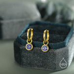 December Birthstone Tanzanite Blue Crystal Drop Hoop Earrings in Sterling Silver, Detachable Dangle Earrings, Silver, Gold, Rose Gold