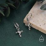 Frog Huggie Hoop Earrings in Sterling Silver - Available in Silver or Gold or Rose Gold Finish - Detachable Frog Charm Hoops