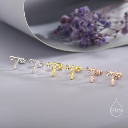 Female Anatomy Stud Earrings in Sterling Silver, Feminist Ovary Earrings, Available in Silver, Gold or Rose Gold Finish,