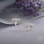 Female Anatomy Stud Earrings in Sterling Silver, Feminist Ovary Earrings, Available in Silver, Gold or Rose Gold Finish,