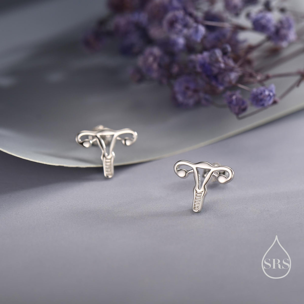 Sterling Silver Female Anatomy 16G Flat Back Earrings