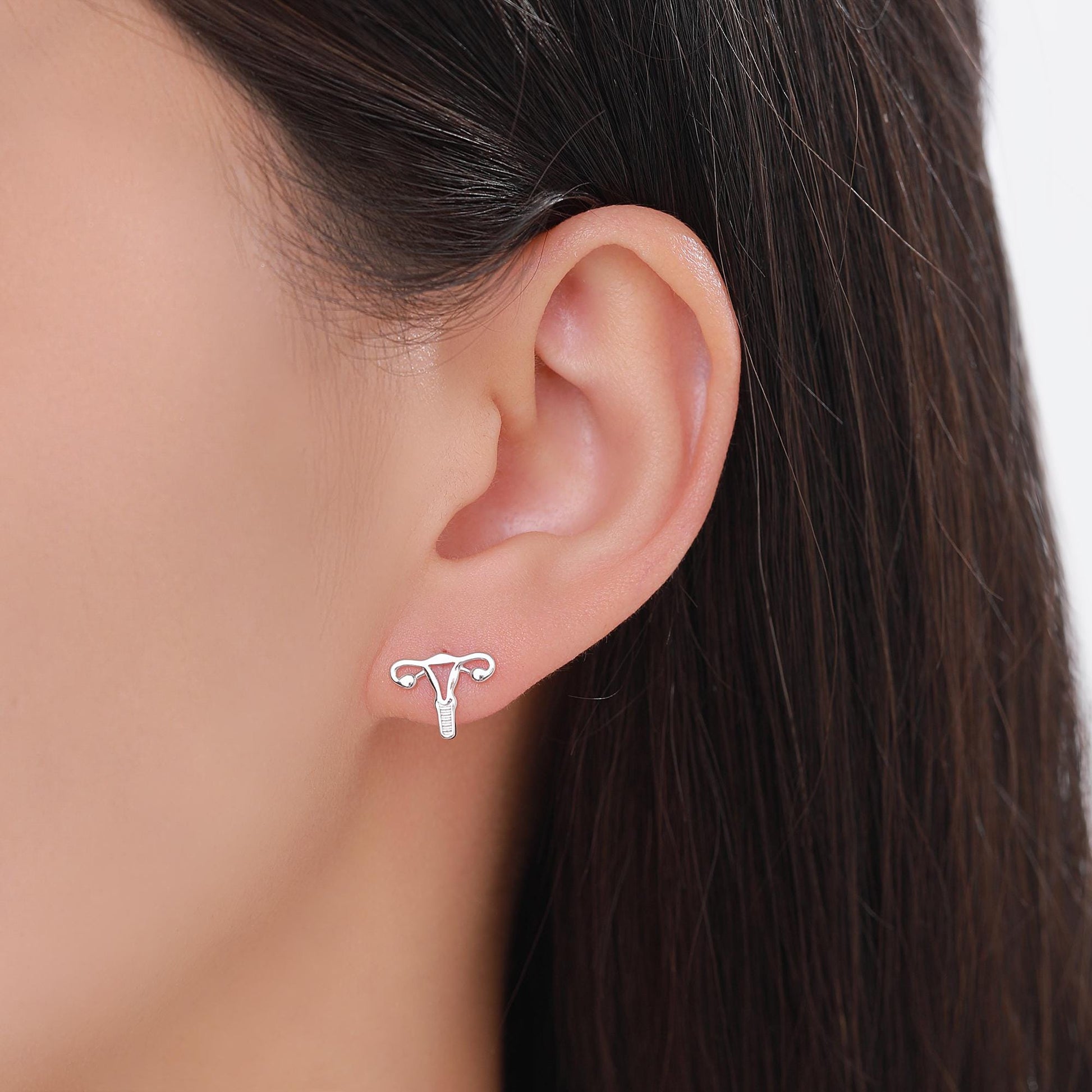 Female Anatomy Stud Earrings in Sterling Silver, Feminist Ovary Earrings, Available in Silver, Gold or Rose Gold Finish,