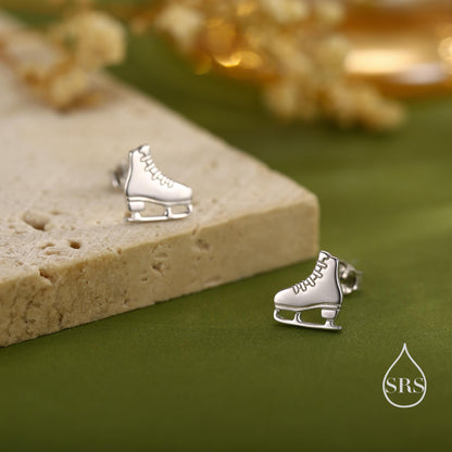 Sterling Silver Ice Skate Stud Earrings - Silver or Gold or Rose Gold Finish - Winter Sports Jewelry, Figure Skating Gift for Her