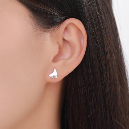 Sterling Silver Ice Skate Stud Earrings - Silver or Gold or Rose Gold Finish - Winter Sports Jewelry, Figure Skating Gift for Her