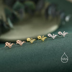 Extra Tiny Pterosaurs Flying Dinosaur 18G Screw Back in Sterling Silver