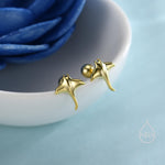 Sterling Silver Manta Ray 18G Screw Back Earrings, Silver, Animal Earrings