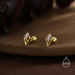 Art Deco Inspired Tiny Rhombus 18G Screw Back Earrings in Sterling Silver