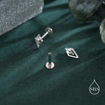 Art Deco Rhombus 16G Flat Back Stud Earrings