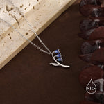 Sterling Silver Enamel Bluebell Flower Pendant Necklace, Dainty Delicate Bluebell Flower Necklace, Snowdrop Necklace, Spring Flowers