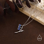 Sterling Silver Enamel Bluebell Flower Pendant Necklace, Dainty Delicate Bluebell Flower Necklace, Snowdrop Necklace, Spring Flowers