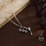 Sterling Silver Enamel Bluebell Flower Pendant Necklace, Dainty Delicate Bluebell Flower Necklace, Snowdrop Necklace, Spring Flowers