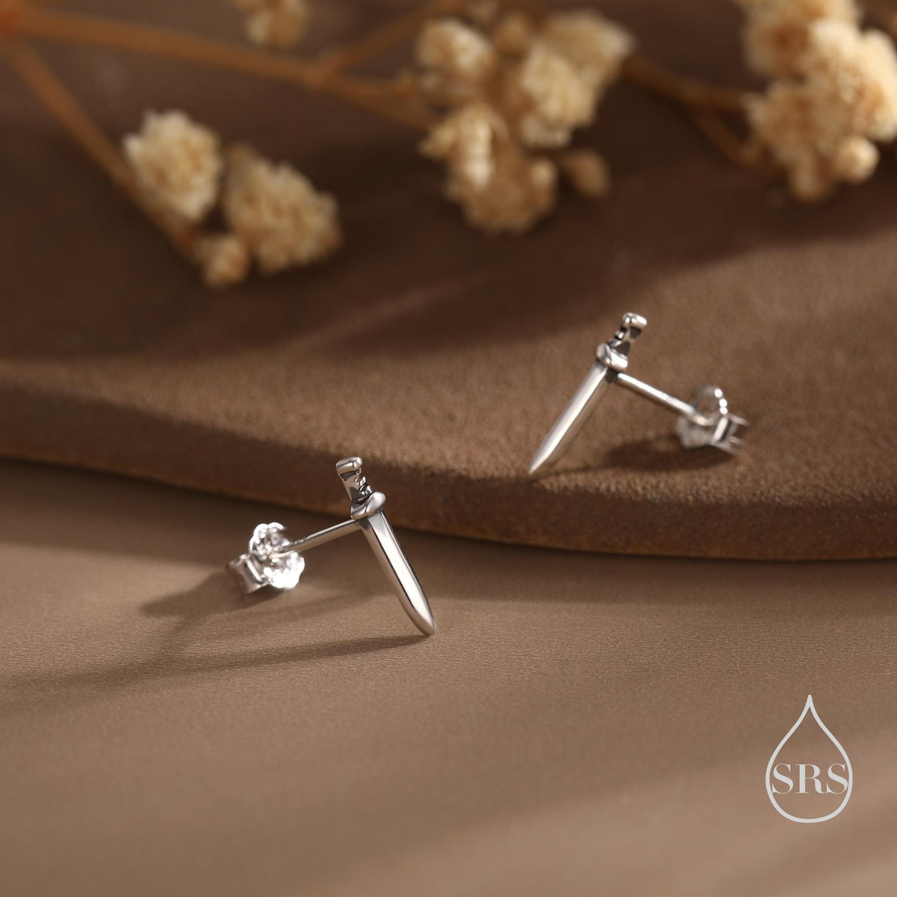 Tiny Dagger Sword Stud Earrings in Sterling Silver - Gold, Silver, or Rose Gold - Stacking Earrings - Ear Stacks