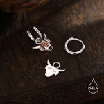 Sterling Silver Enamel Highland Cow Huggie Hoops, Finish Available in Silver or Gold Finish, Highland Cow Earrings, Detachable Hoops