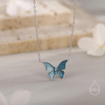Blue Enamel Butterfly Charm Necklace