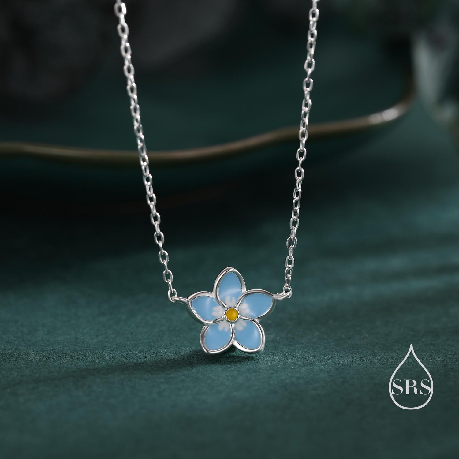 Sterling Silver Forget-me-not Flower Pendant Necklace, Flower Necklace, Extra Small Forget-me-not Necklace, Forget me not Jewellery