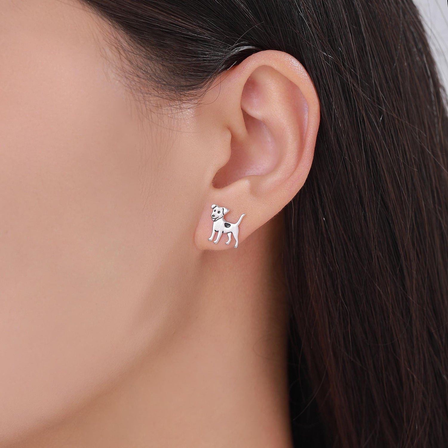 Tiny Jack Russell Dog Stud Earrings in Sterling Silver, Puppy Earrings, Silver, Gold or Rose Gold, Nature Inspired Pet Animal Earrings