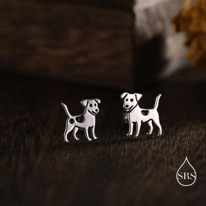 Tiny Jack Russell Dog Stud Earrings in Sterling Silver, Puppy Earrings, Silver, Gold or Rose Gold, Nature Inspired Pet Animal Earrings