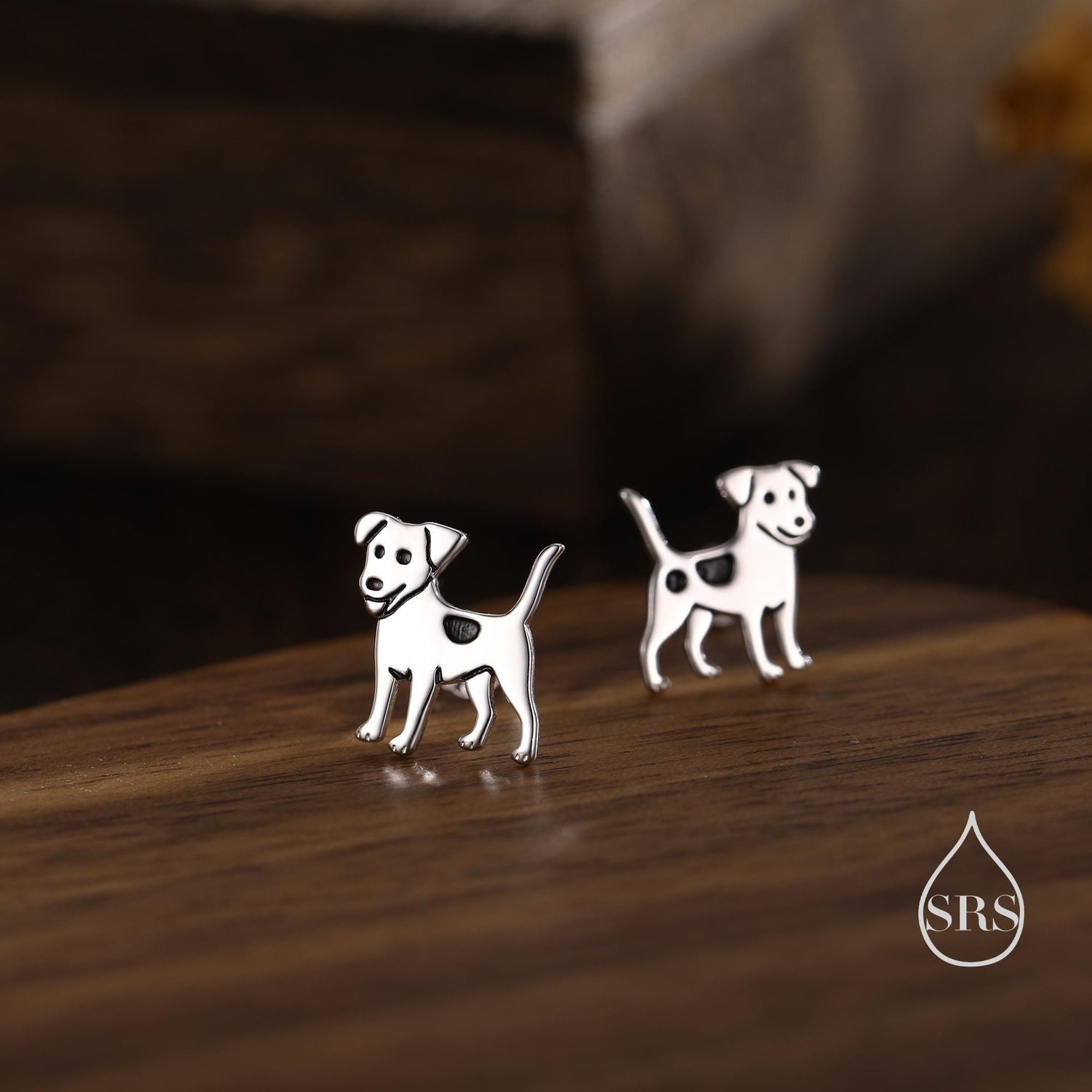 Tiny Jack Russell Dog Stud Earrings in Sterling Silver, Puppy Earrings, Silver, Gold or Rose Gold, Nature Inspired Pet Animal Earrings