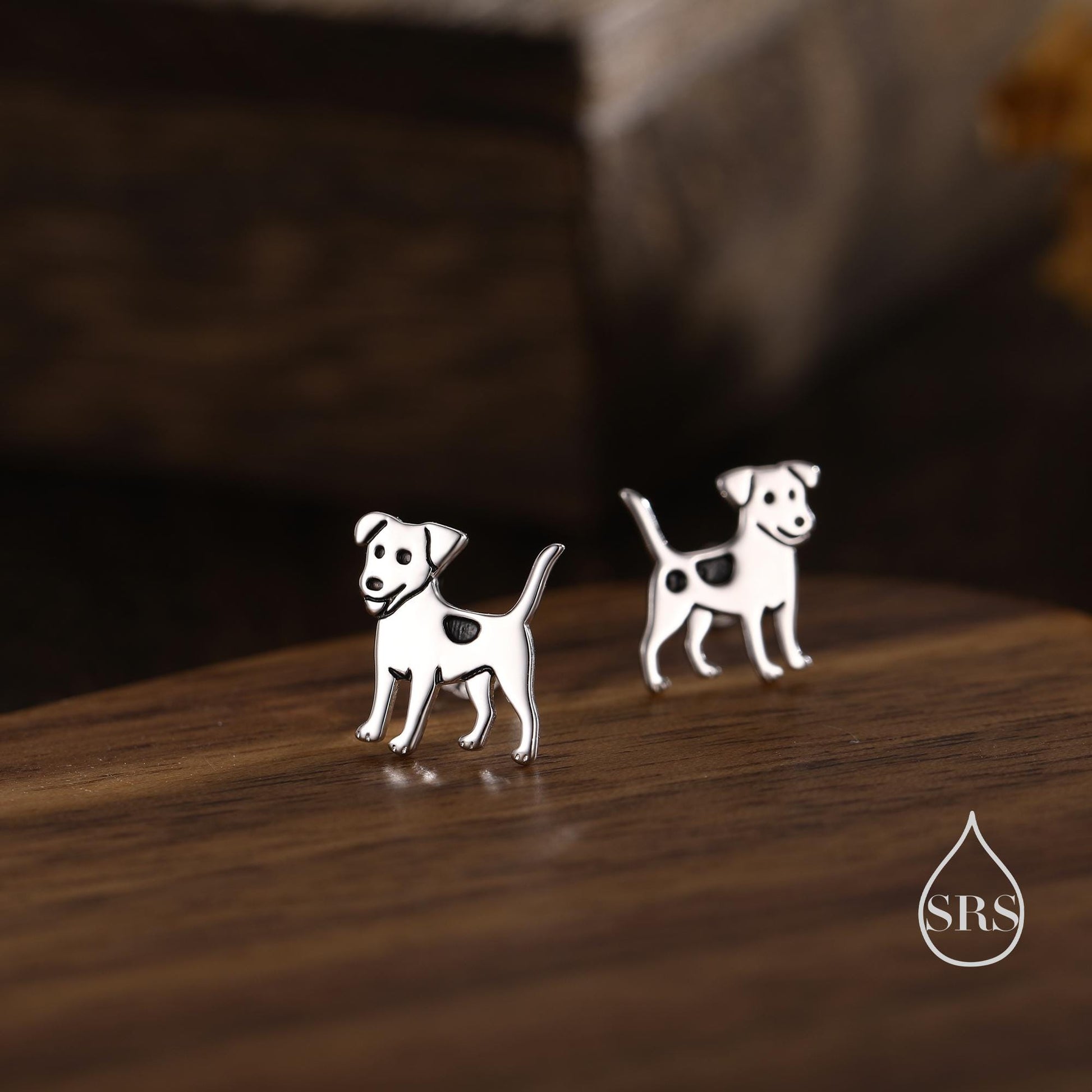 Tiny Jack Russell Dog Stud Earrings in Sterling Silver, Puppy Earrings, Silver, Gold or Rose Gold, Nature Inspired Pet Animal Earrings
