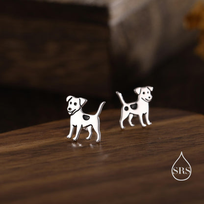 Tiny Jack Russell Dog Stud Earrings in Sterling Silver, Puppy Earrings, Silver, Gold or Rose Gold, Nature Inspired Pet Animal Earrings