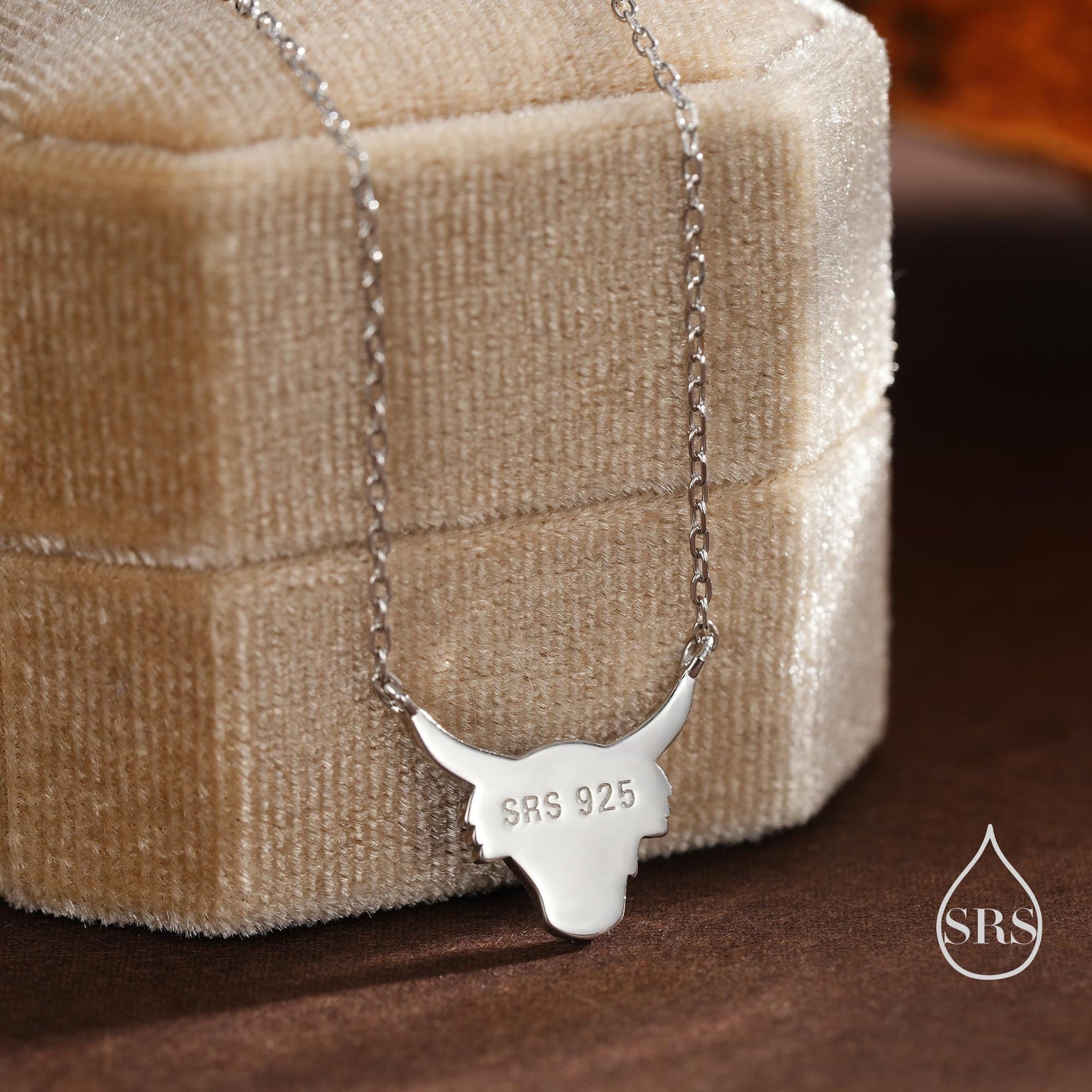 Sterling Silver Enamel Highland Cow Head Pendant Necklace, Silver or Gold Finish, Delicate Highland Cow Necklace, Scottish Jewellery