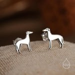 Tiny Whippet Dog Stud Earrings in Sterling Silver, Greyhound Puppy Earrings, Silver, Gold or Rose Gold, Nature Inspired Pet Animal Earrings
