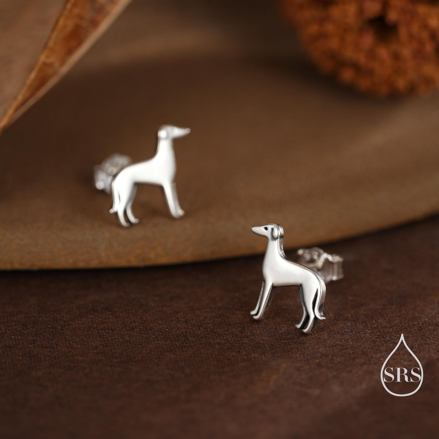Tiny Whippet Dog Stud Earrings in Sterling Silver, Greyhound Puppy Earrings, Silver, Gold or Rose Gold, Nature Inspired Pet Animal Earrings