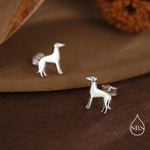 Tiny Whippet Dog Stud Earrings in Sterling Silver, Greyhound Puppy Earrings, Silver, Gold or Rose Gold, Nature Inspired Pet Animal Earrings