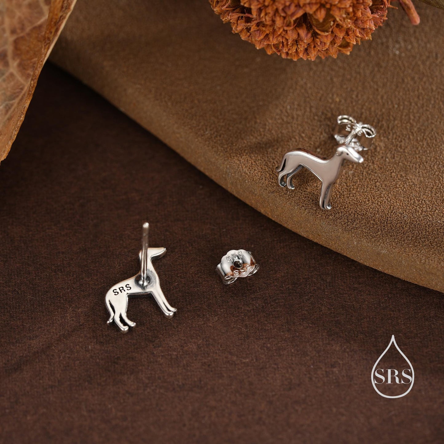 Tiny Whippet Dog Stud Earrings in Sterling Silver, Greyhound Puppy Earrings, Silver, Gold or Rose Gold, Nature Inspired Pet Animal Earrings