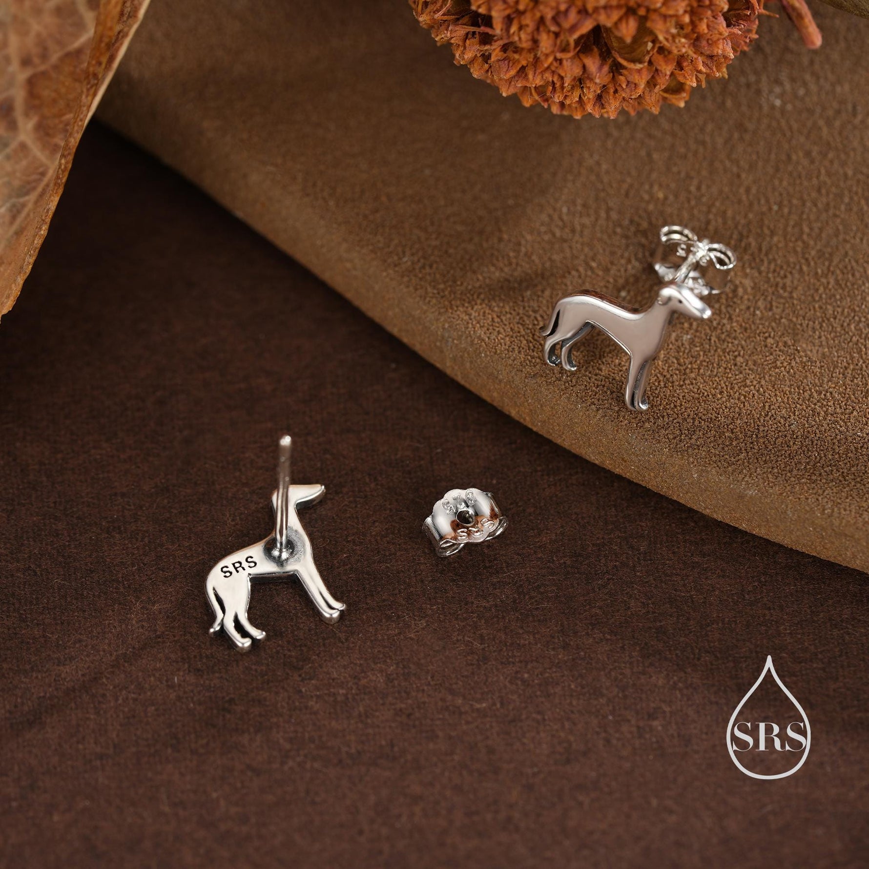 Tiny Whippet Dog Stud Earrings in Sterling Silver, Greyhound Puppy Earrings, Silver, Gold or Rose Gold, Nature Inspired Pet Animal Earrings