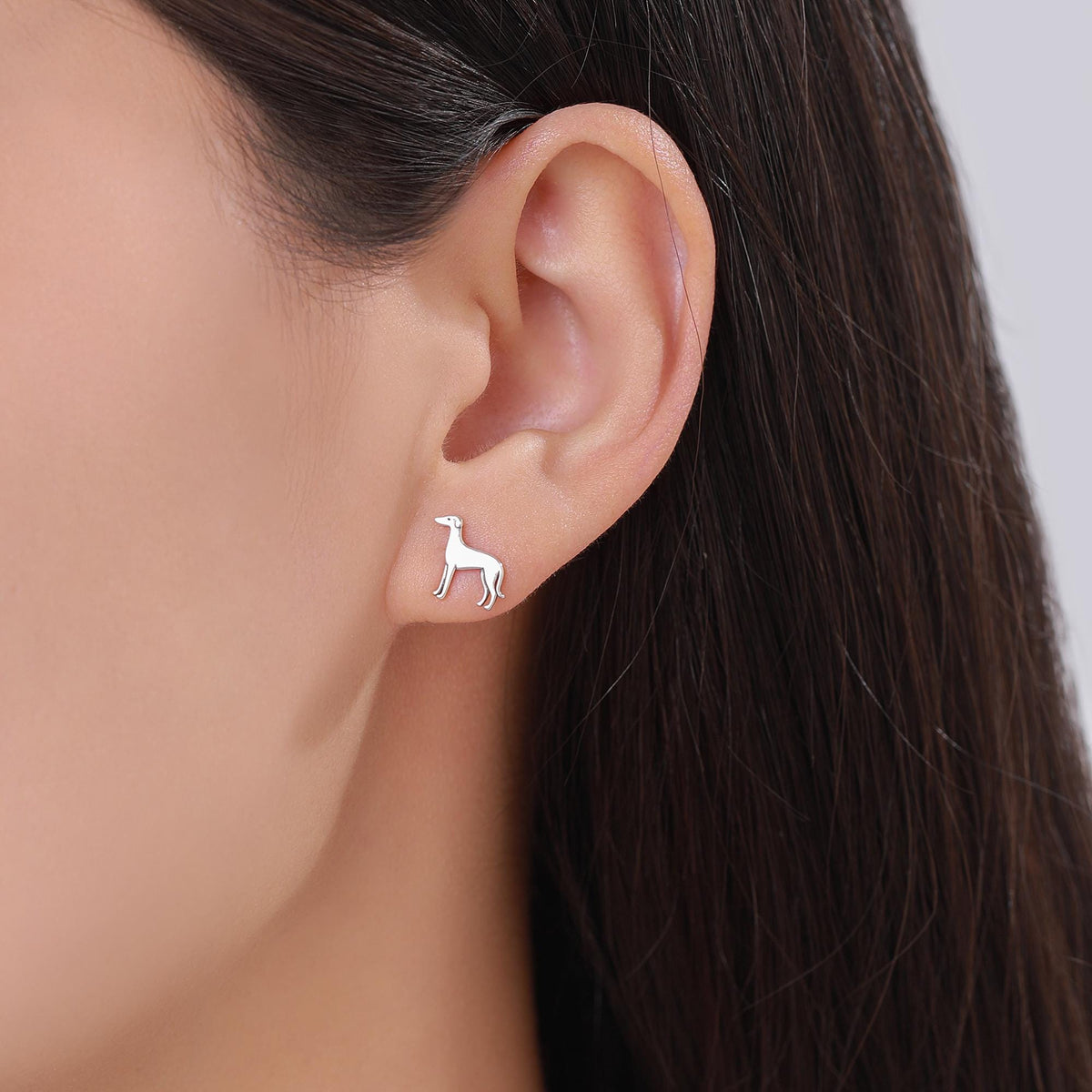 Tiny Whippet Dog Stud Earrings in Sterling Silver, Greyhound Puppy Earrings, Silver, Gold or Rose Gold, Nature Inspired Pet Animal Earrings