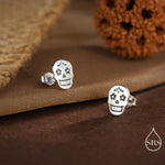 Sugar Skull Stud Earrings in Sterling Silver, Oxidised Silver, Gold or Rose Gold, Sugar Skull Earrings, Day of the Dead Earrings, Halloween