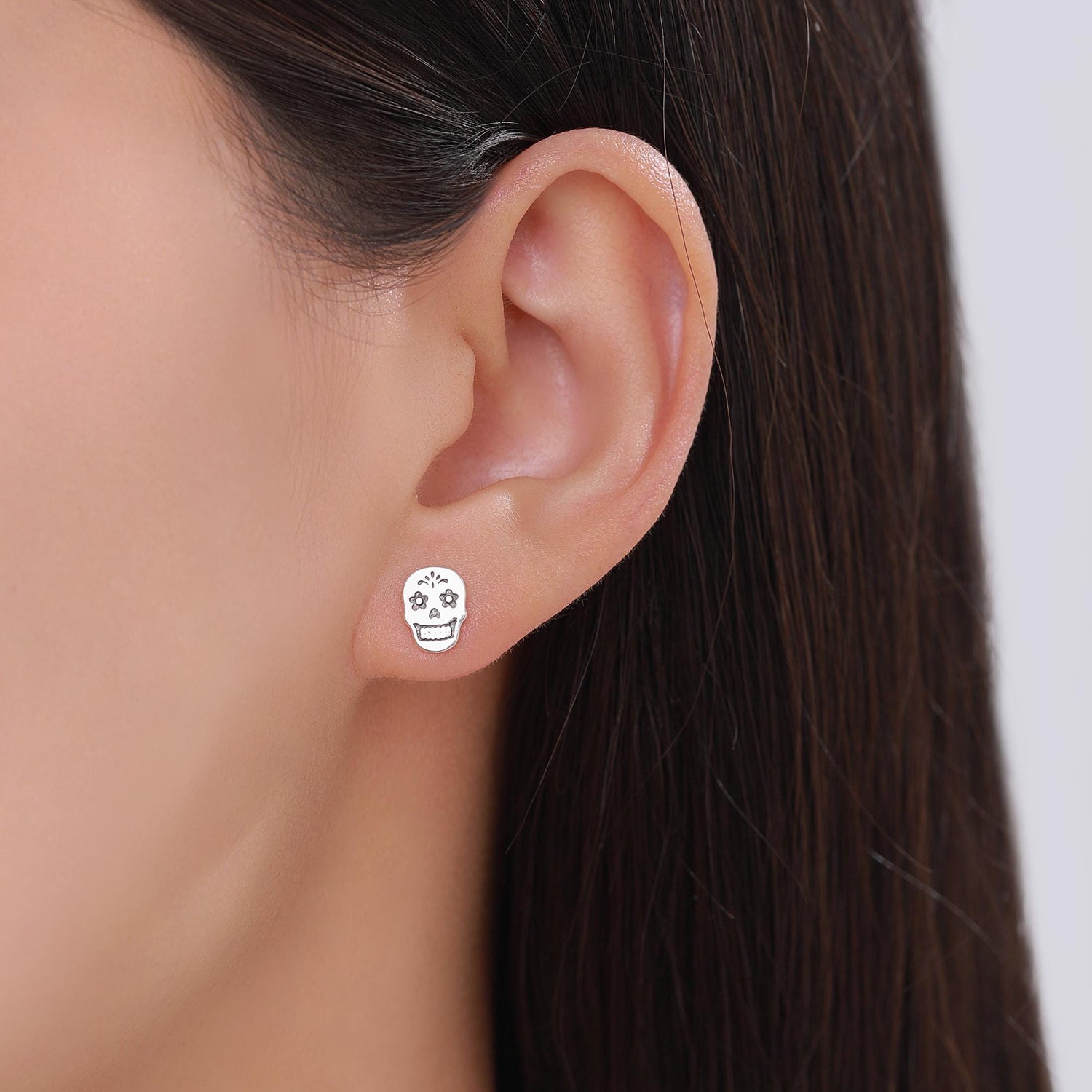 Sugar Skull Stud Earrings in Sterling Silver, Oxidised Silver, Gold or Rose Gold, Sugar Skull Earrings, Day of the Dead Earrings, Halloween