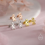 Tiny Voodoo Doll Stud Earrings in Sterling Silver, Oxidised Silver, Gold or Rose Gold, Creepy and Quirky, Halloween Earrings