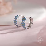 Dainty Forget Me Not Flower Motif Huggie Hoop in Sterling Silver, Enamel Flower hoop Earrings, Forget Me Not Floral Earrings