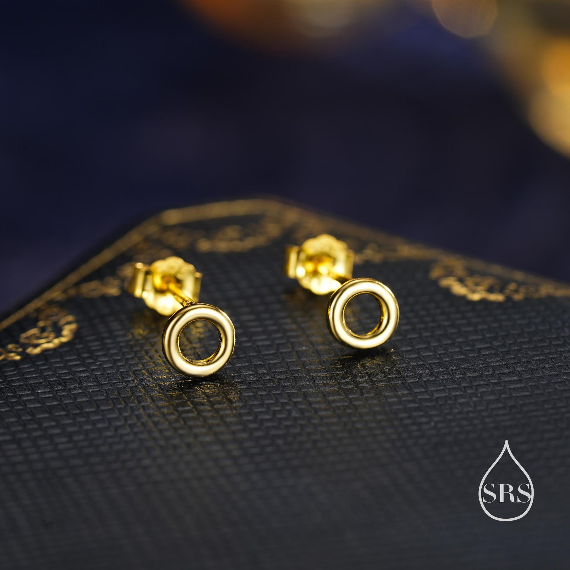 Sterling Silver Minimalist Open Circle Stud Earrings in Sterling Silver - Minimalist Geometric Design, Silver, Gold or Rose Gold