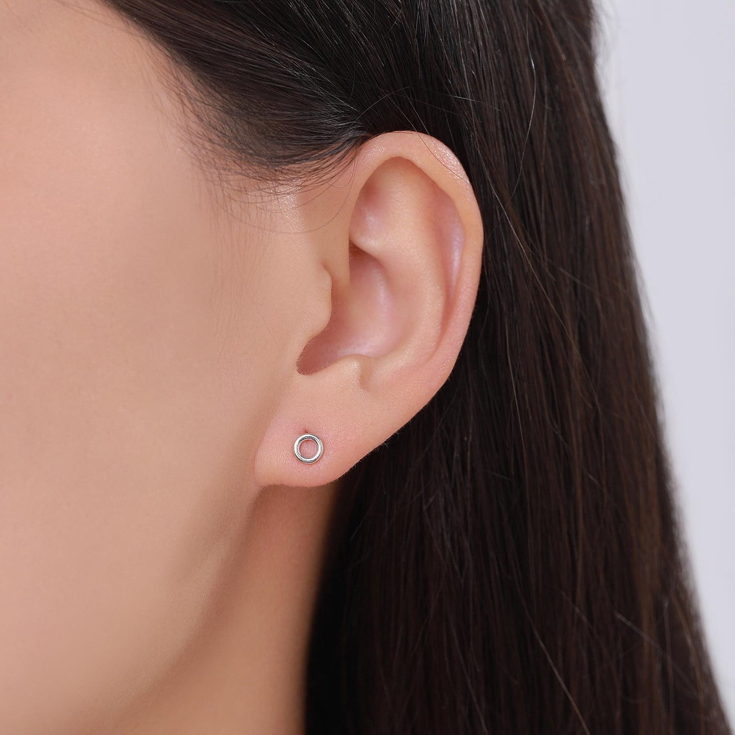 Tiny Open Circle Stud Earrings in Sterling Silver, Silver, Gold or Rose Gold, Circle Earrings, Geometric Minimalist Earrings