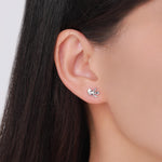 Mismatched Dinosaur Fossil 16G Internally Threaded Flat Back Earrings in Sterling Silver, Animal Earrings